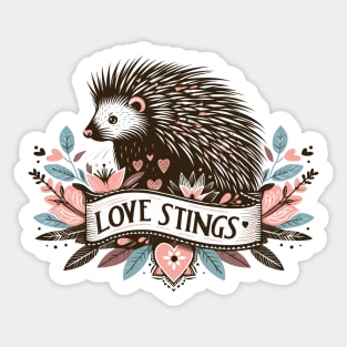 Love stings, hedgehog lover Sticker